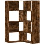 Estantería esquina 4 niveles madera roble ahumado 85x85x140 cm en Librerías y estanterías | Comprar online en Foru.es