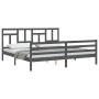 Estructura de cama con cabecero madera maciza gris 200x200 cm de vidaXL, Camas y somieres - Ref: Foro24-3194983, Precio: 170,...
