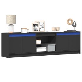 Mueble de TV con LED madera de ingeniería negro 180x34x50 cm en Muebles TV | Comprar online en Foru.es