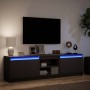 Mueble de TV con LED madera de ingeniería negro 180x34x50 cm en Muebles TV | Comprar online en Foru.es