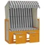 Silla playa Strandkorb dosel ratán sintético madera blanco gris de vidaXL, Tumbonas - Ref: Foro24-318654, Precio: 206,32 €, D...