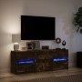 Mueble de TV LED madera ingeniería roble ahumado 140x34x50 cm en Muebles TV | Comprar online en Foru.es