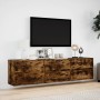 Mueble de TV de pared con LED roble ahumado 180x31x45 cm en Muebles TV | Comprar online en Foru.es