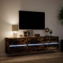 Mueble de TV de pared con LED roble ahumado 180x31x45 cm en Muebles TV | Comprar online en Foru.es