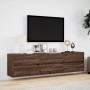 Mueble de TV de pared con LED marrón roble 180x31x45 cm en Muebles TV | Comprar online en Foru.es