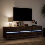 Mueble de TV de pared con LED marrón roble 180x31x45 cm en Muebles TV | Comprar online en Foru.es