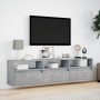 Mueble de TV de pared con LED gris hormigón 180x31x45 cm en Muebles TV | Comprar online en Foru.es