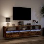 Mueble de TV de pared con LED roble ahumado 180x31x45 cm en Muebles TV | Comprar online en Foru.es