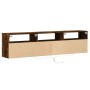 Mueble de TV de pared con LED roble ahumado 180x31x45 cm en Muebles TV | Comprar online en Foru.es
