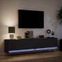 Mueble de TV de pared con LED negro 180x31x38 cm en Muebles TV | Comprar online en Foru.es