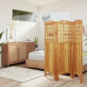 Biombo de 3 paneles de madera maciza de acacia 121,5x2x115 cm de vidaXL, Divisores de ambientes - Ref: Foro24-318546, Precio:...