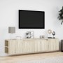 Mueble de TV de pared con luz LED roble Sonoma 180x31x39,5 cm en Muebles TV | Comprar online en Foru.es