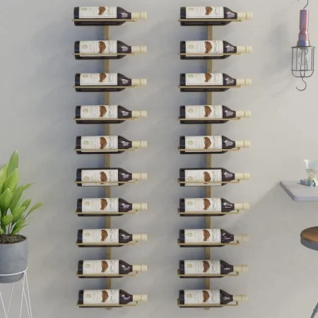 Botellero de pared para 10 botellas 2 unidades metal dorado de vidaXL, Botelleros - Ref: Foro24-340907, Precio: 117,04 €, Des...