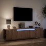 Mueble de TV de pared con luz LED marrón roble 180x31x39,5 cm en Muebles TV | Comprar online en Foru.es