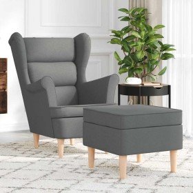 Sillón con taburete reposapiés tela gris oscuro en Sillones | Comprar online en Foru.es