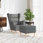 Sillón con taburete reposapiés tela gris oscuro en Sillones | Comprar online en Foru.es