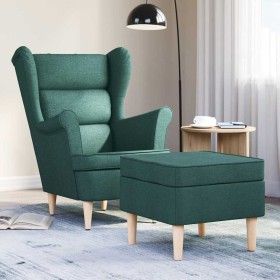 Sillón con reposapiés tela verde oscuro en Sillones | Comprar online en Foru.es