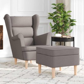 Sillón con taburete reposapiés de tela gris taupe en Sillones | Comprar online en Foru.es