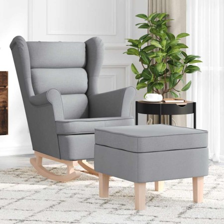Sillón mecedora con taburete tela gris claro en Sillones | Comprar online en Foru.es