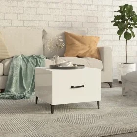 Mesa de centro con patas de metal blanco brillante 50x50x40 cm de vidaXL, Mesas de centro - Ref: Foro24-812738, Precio: 39,64...