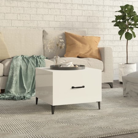 Mesa de centro con patas de metal blanco brillante 50x50x40 cm de vidaXL, Mesas de centro - Ref: Foro24-812738, Precio: 39,64...