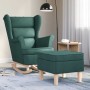 Sillón mecedora con taburete tela verde oscuro en Sillones | Comprar online en Foru.es