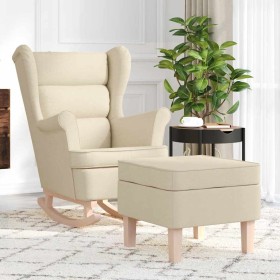 Sillón mecedora con taburete tela color crema en Sillones | Comprar online en Foru.es
