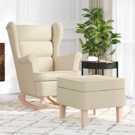 Sillón mecedora con taburete tela color crema en Sillones | Comprar online en Foru.es