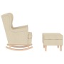 Sillón mecedora con taburete tela color crema en Sillones | Comprar online en Foru.es