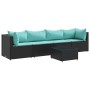 Set de muebles de jardín 5 pzas y cojines ratán sintético negro en Conjuntos de jardín | Comprar online en Foru.es