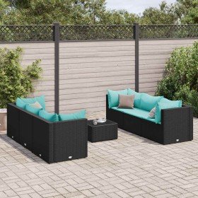 Set de muebles de jardín y cojines 7 pzas ratán sintético negro en Conjuntos de jardín | Comprar online en Foru.es