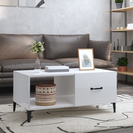 Mesa de centro madera contrachapada blanco brillo 90x50x40 cm de vidaXL, Mesas de centro - Ref: Foro24-812669, Precio: 46,48 ...