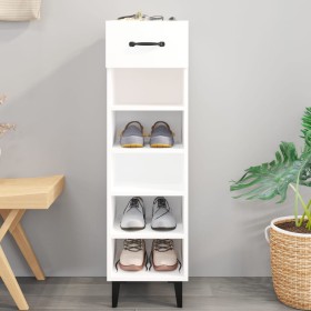 Mueble zapatero madera contrachapada blanco brillo 30x35x105 cm de vidaXL, Zapateros y organizadores de calzado - Ref: Foro24...