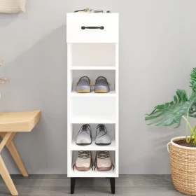 Mueble zapatero madera contrachapada blanco brillo 30x35x105 cm de vidaXL, Zapateros y organizadores de calzado - Ref: Foro24...