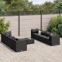Set de muebles de jardín 9 pzas y cojines ratán sintético negro en Conjuntos de jardín | Comprar online en Foru.es