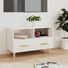 Mueble de TV madera contrachapada blanco brillo 80x36x50 cm de vidaXL, Muebles TV - Ref: Foro24-812588, Precio: 67,40 €, Desc...