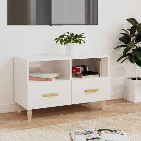 Mueble de TV madera contrachapada blanco brillo 80x36x50 cm de vidaXL, Muebles TV - Ref: Foro24-812588, Precio: 68,24 €, Desc...