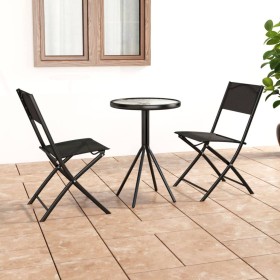 Mesa y sillas de bistró 3 piezas acero negro de vidaXL, Conjuntos de jardín - Ref: Foro24-318765, Precio: 106,09 €, Descuento: %