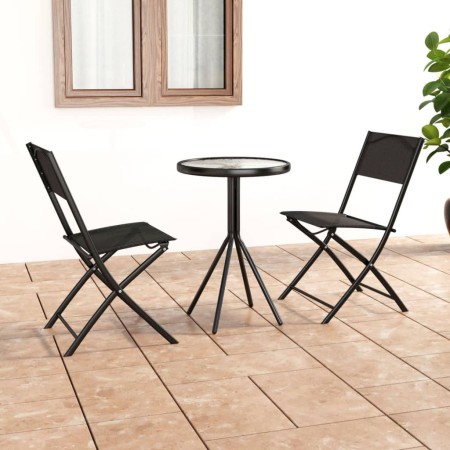 Mesa y sillas de bistró 3 piezas acero negro de vidaXL, Conjuntos de jardín - Ref: Foro24-318765, Precio: 106,09 €, Descuento: %
