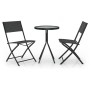 Mesa y sillas de bistró 3 piezas acero negro de vidaXL, Conjuntos de jardín - Ref: Foro24-318765, Precio: 106,09 €, Descuento: %