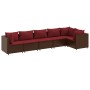 Set muebles de jardín 6 piezas y cojines ratán sintético marrón en Conjuntos de jardín | Comprar online en Foru.es