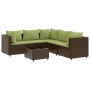 Set muebles de jardín 6 piezas y cojines ratán sintético marrón en Conjuntos de jardín | Comprar online en Foru.es