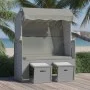 Silla playa Strandkorb con dosel ratán sintético madera gris de vidaXL, Tumbonas - Ref: Foro24-318650, Precio: 269,43 €, Desc...