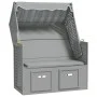 Silla playa Strandkorb con dosel ratán sintético madera gris de vidaXL, Tumbonas - Ref: Foro24-318650, Precio: 269,43 €, Desc...
