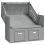 Silla playa Strandkorb con dosel ratán sintético madera gris de vidaXL, Tumbonas - Ref: Foro24-318650, Precio: 269,43 €, Desc...