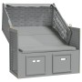 Silla playa Strandkorb con dosel ratán sintético madera gris de vidaXL, Tumbonas - Ref: Foro24-318650, Precio: 292,48 €, Desc...