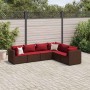 Set muebles de jardín 6 piezas y cojines ratán sintético marrón en Conjuntos de jardín | Comprar online en Foru.es