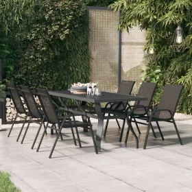 Mesa de jardín acero y vidrio gris y negro 180x80x70 cm de vidaXL, Mesas de jardín - Ref: Foro24-318771, Precio: 242,44 €, De...