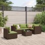 Set muebles de jardín 6 piezas y cojines ratán sintético marrón en Conjuntos de jardín | Comprar online en Foru.es