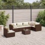 Set muebles de jardín 7 piezas y cojines ratán sintético marrón en Conjuntos de jardín | Comprar online en Foru.es